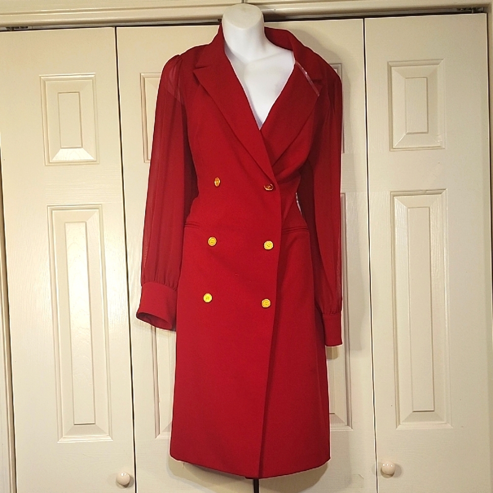 Red Double-Breasted Dress